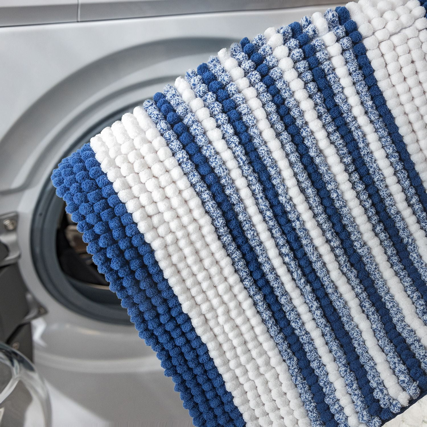 Phantoscope Bathroom Rugs 20 x 30 in, Quick Dry Soft Chenille Bath Mats with Non Slip Backing, Blue