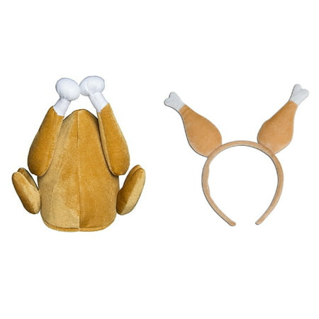 Adult Roasted Turkey Hat And Turkey Drumstick Boppers Thanksgiving Costume