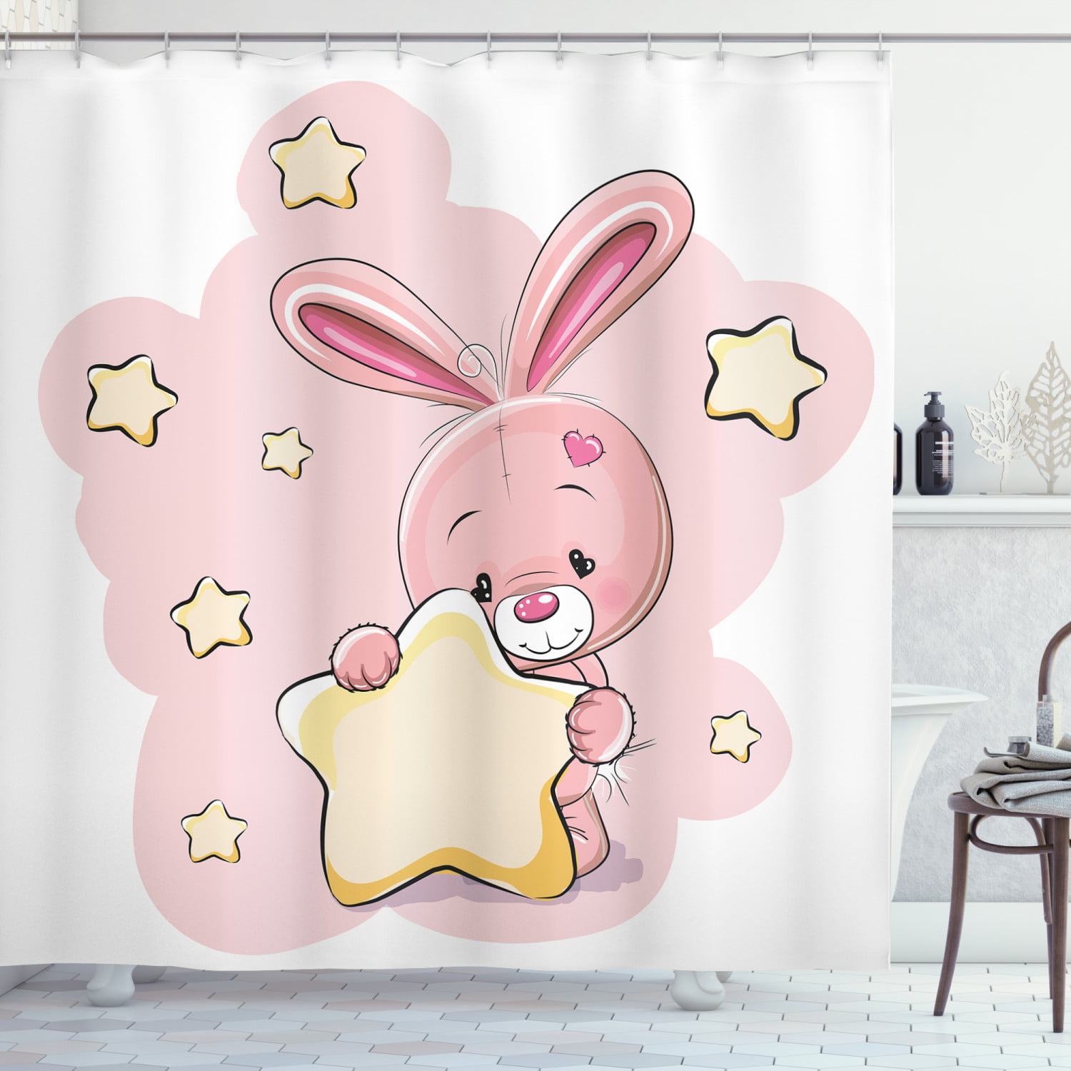 Funny Rabbit Man Shower Curtain Liner Polyester Fabric Bathroom Set Accessories 