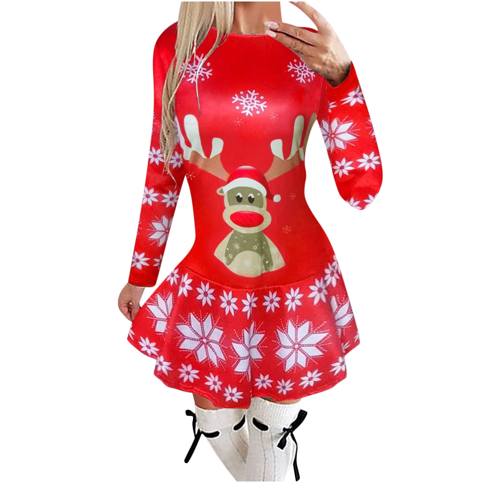 Ugly Christmas Dress for Women, Long Sleeve Dress Ugly Sweater Dress