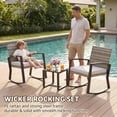 thumbnail image 3 of Lofka Patio Rocking Chairs Set with Glass Coffee Table, 3-Piece Outdoor Furniture Set for Balcony, PE Rattan, Light Gray, 3 of 14