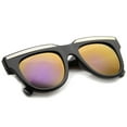thumbnail image 4 of sunglassLA Unisex Retro Metal Accent Color Mirror Lens Horn Rimmed Oversize Sunglasses (Black-Gold / Purple Orange Mirror) - 50mm, 4 of 4