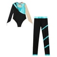 thumbnail image 4 of TiaoBug Kids Girls  Shiny Diamond Gymnastics Leotard Skating Jumpsuit with Pants Performance Outfits Blue Green 10, 4 of 5