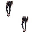 thumbnail image 2 of Leggings de cuero Sonducket para mujer Otoño Invierno cálido elasticidad Cintura alta Negro XL 2Conjunto, 2 of 6