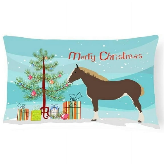 Carolines Treasures BB9273PW1216 Percheron Horse Christmas Canvas Fabric Decorative Pillow, Teal, 12H x16W, multicolor