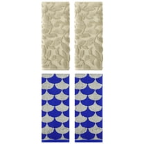 Unique Bargains 4 Pcs Bathroom Geometric Hand Towels Blue/Khaki 13" x 29"/14" x 30"