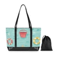 thumbnail image 7 of FORMRS Canvas Laptop Tote Bag for Women with 15.6" Computer Compartments Shoulder Handbag, Blue Beach Pattern, 7 of 7