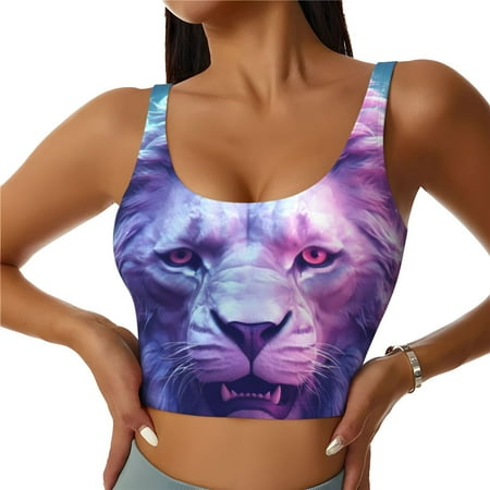 Sports Bras For Women  Cool Lion Head Workout Crop Tank Tops  U Back Sports Bra Athletic Tops