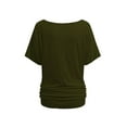 thumbnail image 4 of Womens Short Sleeve Boat Neck Side Shirring Dolman Drape Top, 4 of 6