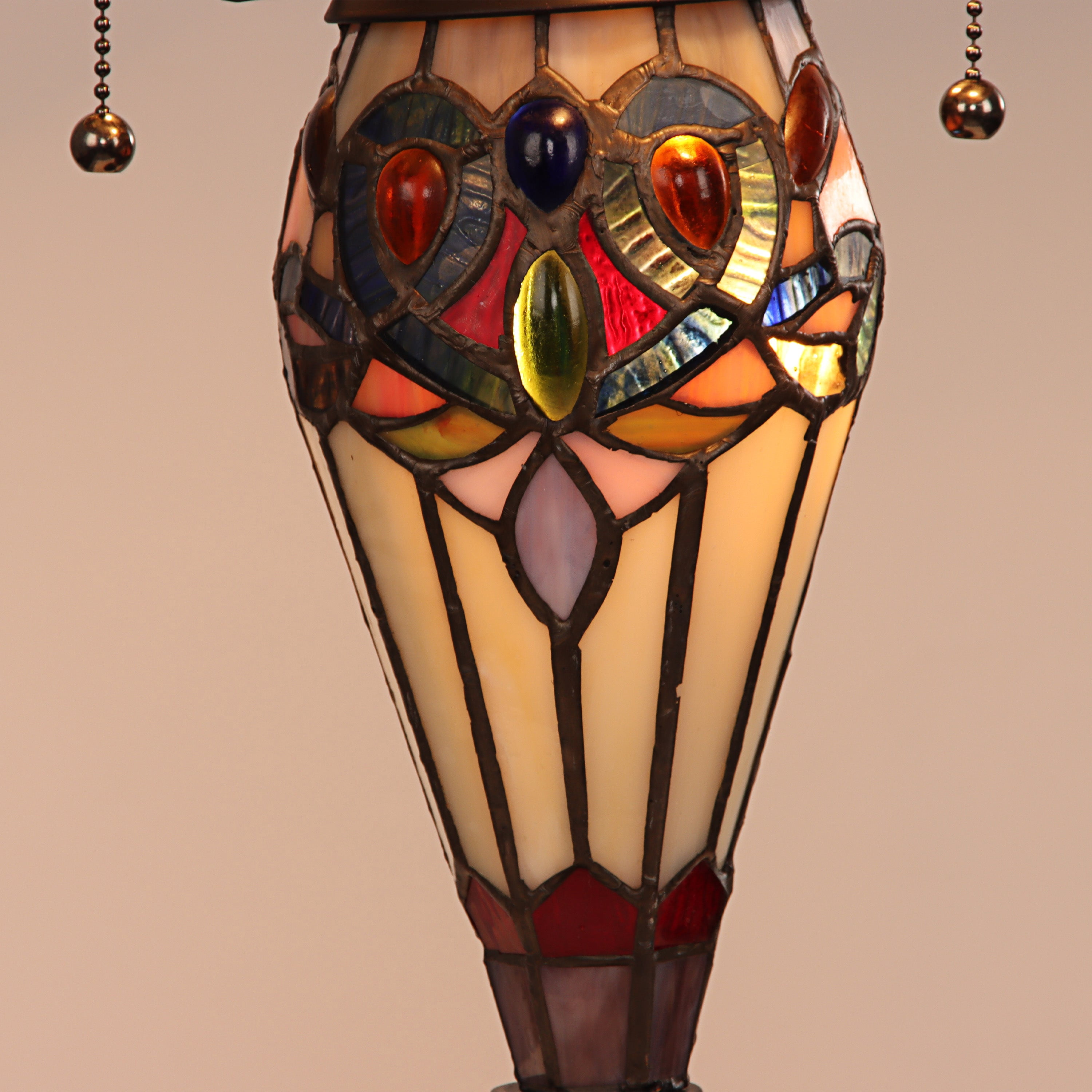 Radiance Goods Victorian Tiffany-Style Dark Bronze 3 Light Double Lit Table Lamp 16" Wide
