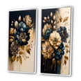 thumbnail image 3 of Designart "Zesty Blue and Gold Zinnias II" Zinnias Framed Wall Art Set Of 2 - Blue Floral Frame Gallery Set For Office Decor, 3 of 7