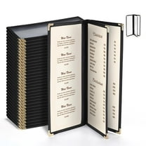 WeChef 30 Pcs Restaurant Menu Covers Holders for 4.25 x 11" Paper 3 Page 6 View
