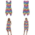 thumbnail image 3 of Whosucclay Colorful Palm Tree Print Matching Hawaiian Outfits for Couples Shirt and Dress Mens Shorts Sleeve Graphic Shirts and Wommens Summer Sleeveless Midi Dress with Pockets, M, 3 of 7