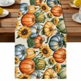 thumbnail image 2 of Orange Pumpkin Fall Thanksgiving Table Runner 13x36in Non-Slip Cotton Linen Table Runners, Watercolor Sunflower Dresser Scarves TableRunner for Dinner Kitchen Dining Wedding Party, 2 of 9