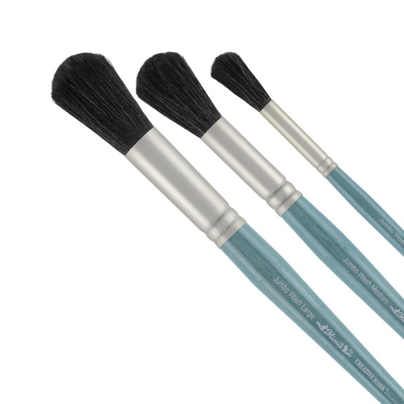Mimik Professional Watercolor Brushes - Jumbo Wash Set of 3  - Synthetic Squirrel Hair - Natural Bristle Artist Brushes for Watercolors, Gouache & Acrylics - Imitates Natural Squirrel and Sable Hair