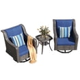 thumbnail image 5 of 3-Piece Patio Swivel Glider Bistro Set, Wicker Outdoor Chairs with Cushions (2), Side Table, High Back All-Weather Rattan Furniture for Porch Backyard, 5 of 7