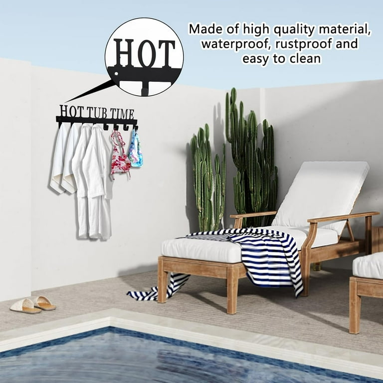 Hot Tub Time Towel Hooks Stylish and Sturdy Rack for Pool Bathroom Accessories 8 Hooks for Neat Organization Durable Metal Construction Perfect Towel Storage Solution for Hot Tub Area Walmart