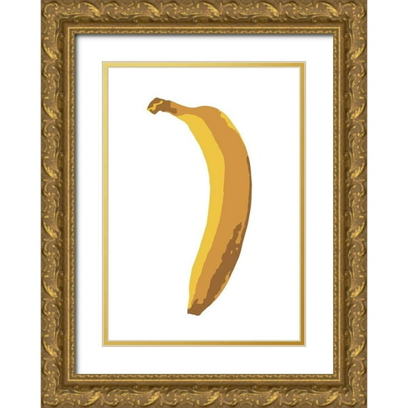 Artographie Studio 18x24 Gold Ornate Wood Framed with Double Matting Museum Art Print Titled - Single Banana