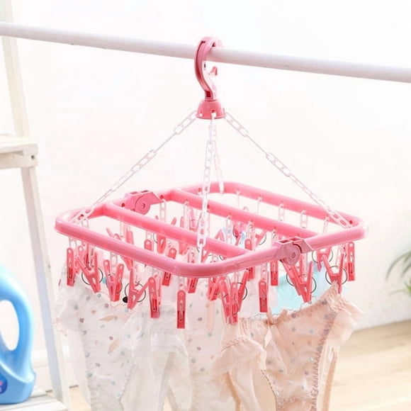 Laundry Rack, 32 Clips Socks Drying Rack Clothes Dryer Rack Clothes Dryer Drying Rack, For Household Hanger Shower Curtain Rod Clothes Line