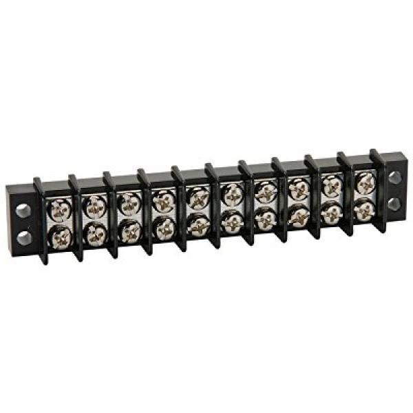 20 Amp 22-14 AWG Wire Range 2 Pole Dual Row 9.50 mm Pitch 300V Dual Row Panel Mount NTE Electronics 25-B500-02 Series 25-B500 Terminal Block Barrier Strip