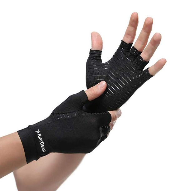 RiptGear Compression Gloves for Women and Men Open Finger Pair (Extra