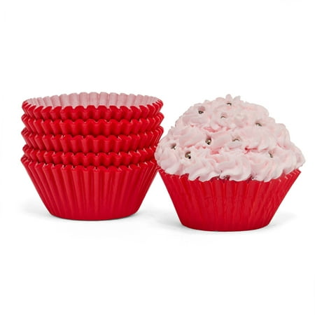 200ea - 2 X 1-1/4 Red Grease Proof Cupcake Baking Cup | Diameter - 2