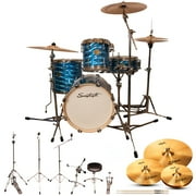 Sawtooth Command Series 4-Piece Drum Set with 16" Bass Drum, Hardware & Zildjian ZBT Cymbals, Blue Mirror Metallic ( box 1 of 3)