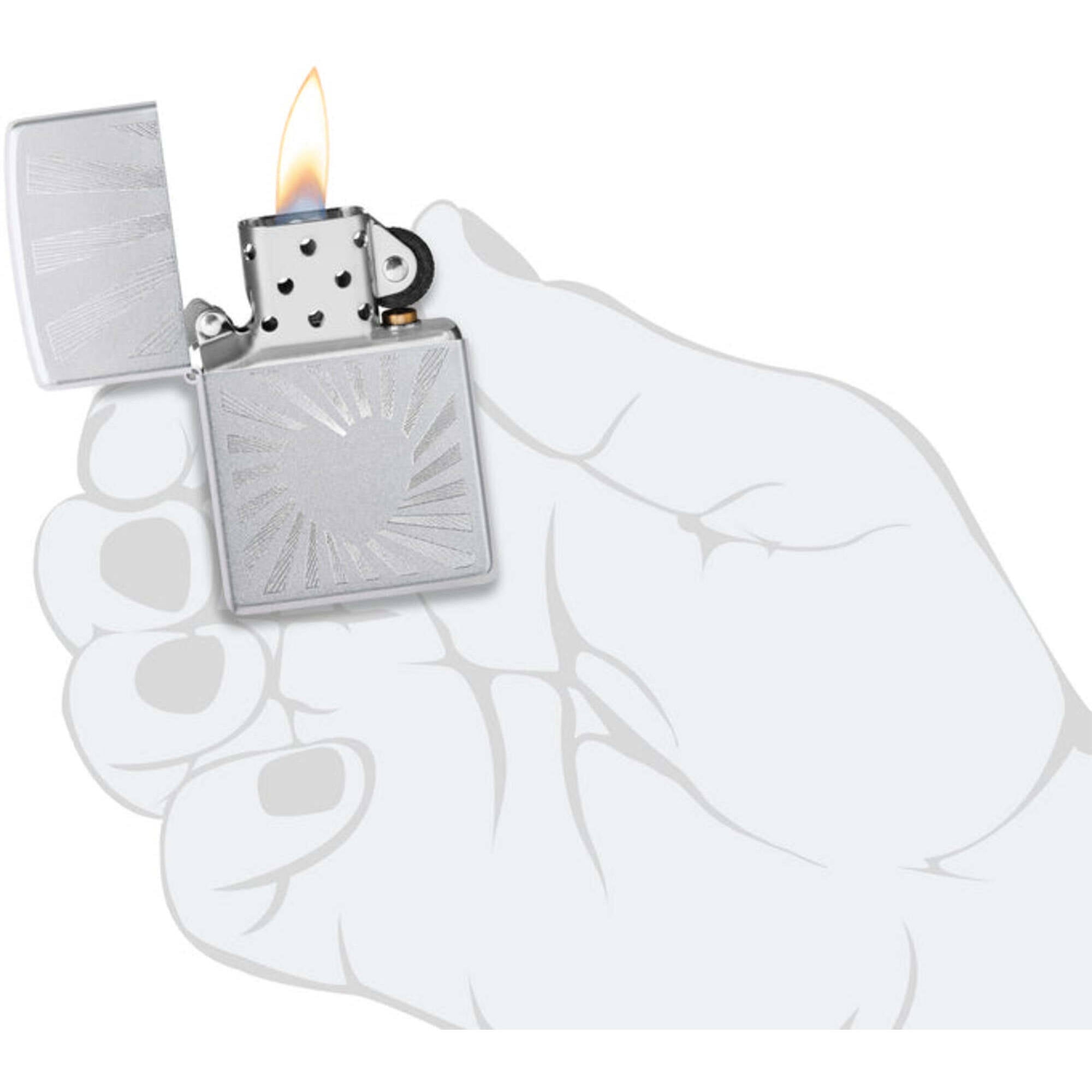 Zippo 46480 Love Radiates Design Satin Chrome Metal Pocket Lighter
