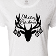 thumbnail image 4 of Inktastic Merry Christmas Reindeer Antlers with Ornaments Women's T-Shirt, 4 of 5