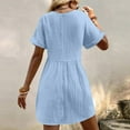thumbnail image 7 of STETMN Ladies Casual Dresses Elegant Short Sleeve V Neck Smocked Elastic Waist Ruffle Tiered Casual Dress, 7 of 7