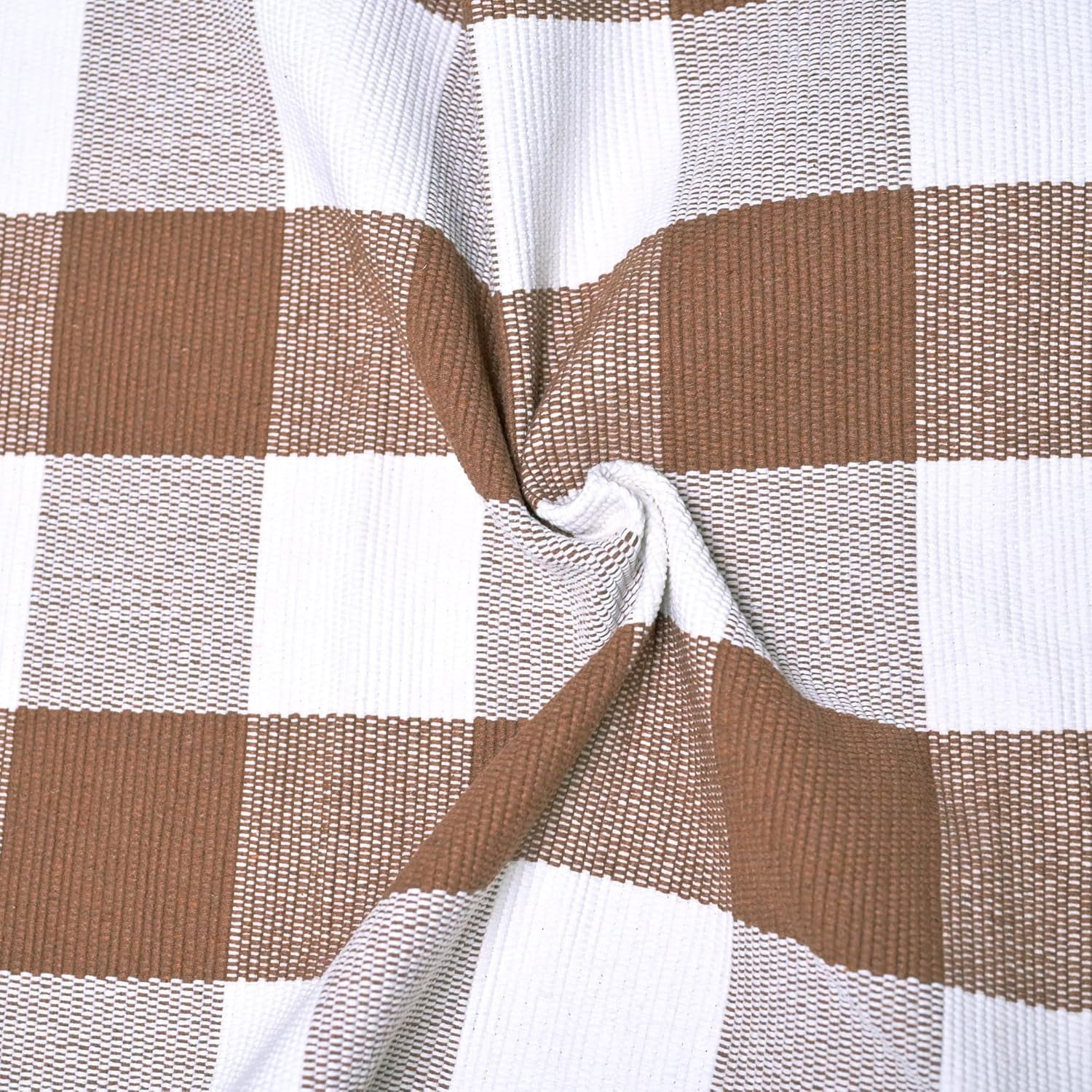 OMA Coffee and White Plaid Rug,28" x 43" Outdoor Front Porch Door Decor Mat, Washable Cotton Woven Farmhouse Area Rug for Layered Door Mats Carpet, Entryway, Easter Décor