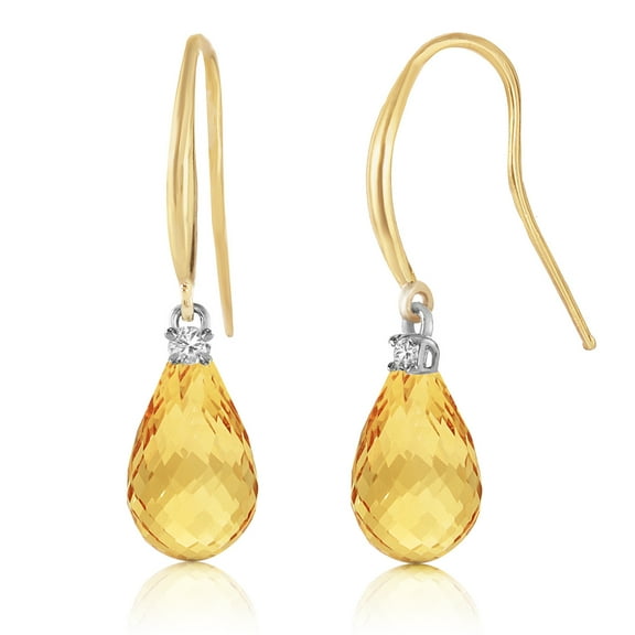 Galaxy Gold 14k Solid Gold Leverback Earrings with 4.50ct Briolette Citrines