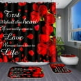 thumbnail image 5 of 4 Pcs Bathroom Shower Curtain Set,Light Butterfly Bathroom Sets with Rugs(Bath Mat,U Shape and Toilet Lid Cover Mat) and 12 Durable Hooks 71x71in, 5 of 6