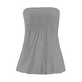 thumbnail image 4 of GXIPO Women's Plus Size Tube Tops Strapless Blouse Pleated Sleeveless Stretchy Sleeveless Flare Hem Tube Gray XL, 4 of 5