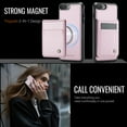thumbnail image 3 of for iPhone 8 Plus/7 Plus Case with RFID Blocking Card Holder iPhone 8 Plus/7 Plus Case Magsafe Compatible Phone case Kickstand Wallet 2 in 1 Detachable Magnetic Leather Cover for Men Women, Pink, 3 of 10