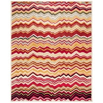 SAFAVIEH Wyndham Joanna Chevron Wool Area Rug, Red/Multi, 7' x 7' Round