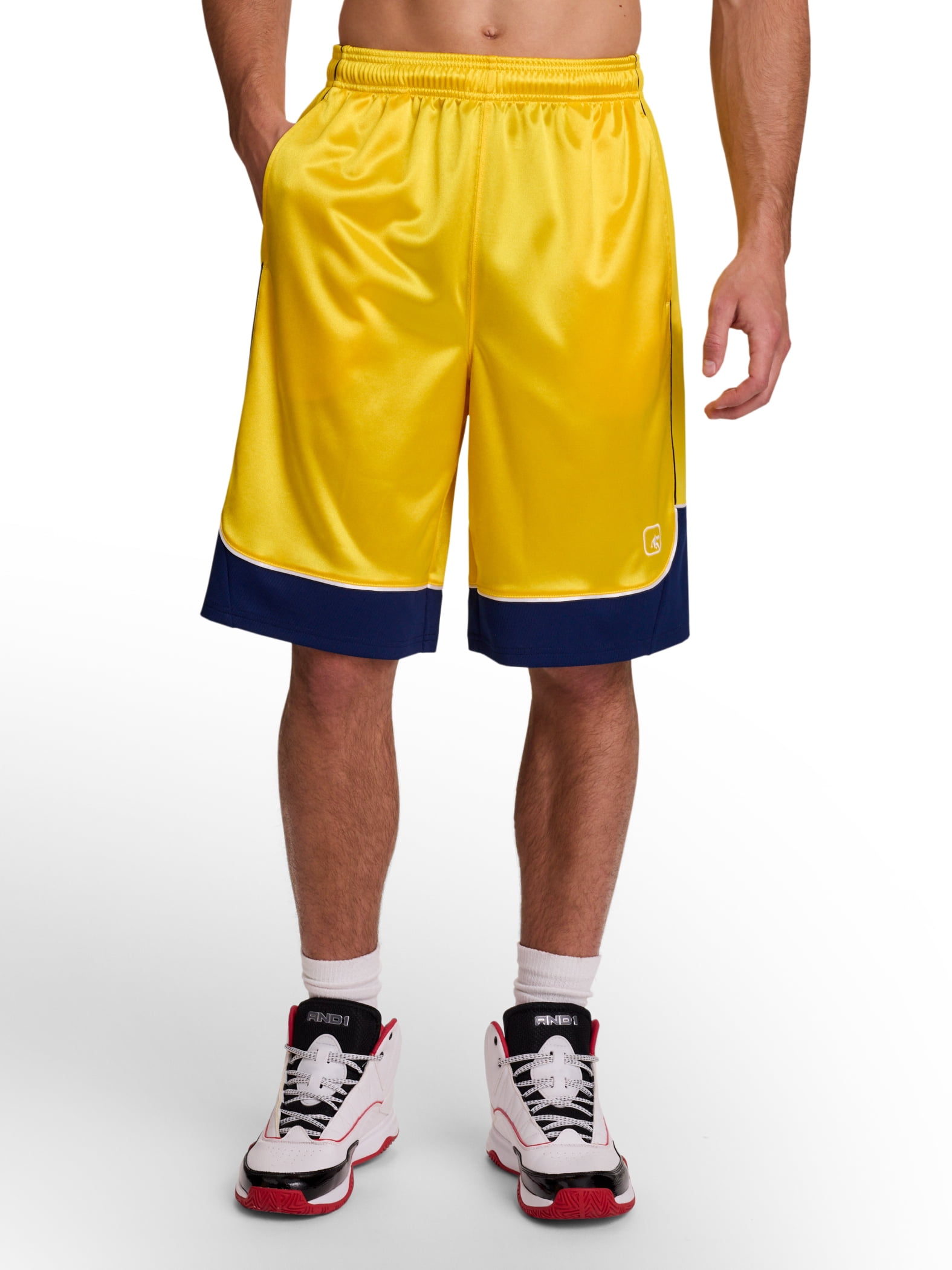 AND1 Men's and Big Men's All Court Colorblock Short, 11" inseam, up to Size 5XL