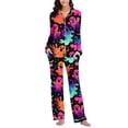 thumbnail image 4 of BaoFuBaoMei Halloween Lounge Sets Women 2 Piece Plus Size Long Sleeve Top and Pants Pajamas Halloween Ghost Print Soft Party Sleepwear, 4 of 7