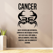 Cancer Zodiac Sign Cancer Horoscope Deeply Intuitive And Sentimental Sympathetic Cancer Water Sign Bedroom Wall Decal Quote Sticker Kids Adult Girls Boys Room Bedroom Wall Decoration Size (10x6 inch)