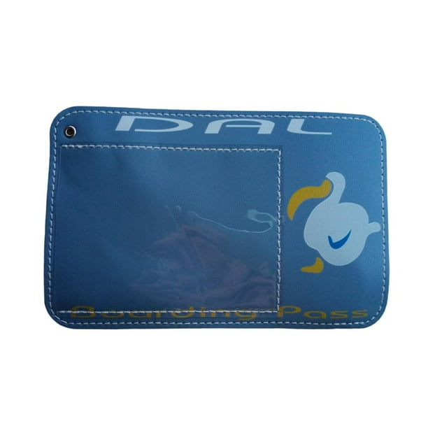 Portatarjetas de crédito y débito con ventana de cuero para pasaporte, protector de identificación para adultos Azul
