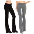 thumbnail image 2 of Gilbins Womens Fold Over Waistband Stretchy Cotton Blend Yoga Pants with A Wide Flare Leg 2 Pack, 2 of 7
