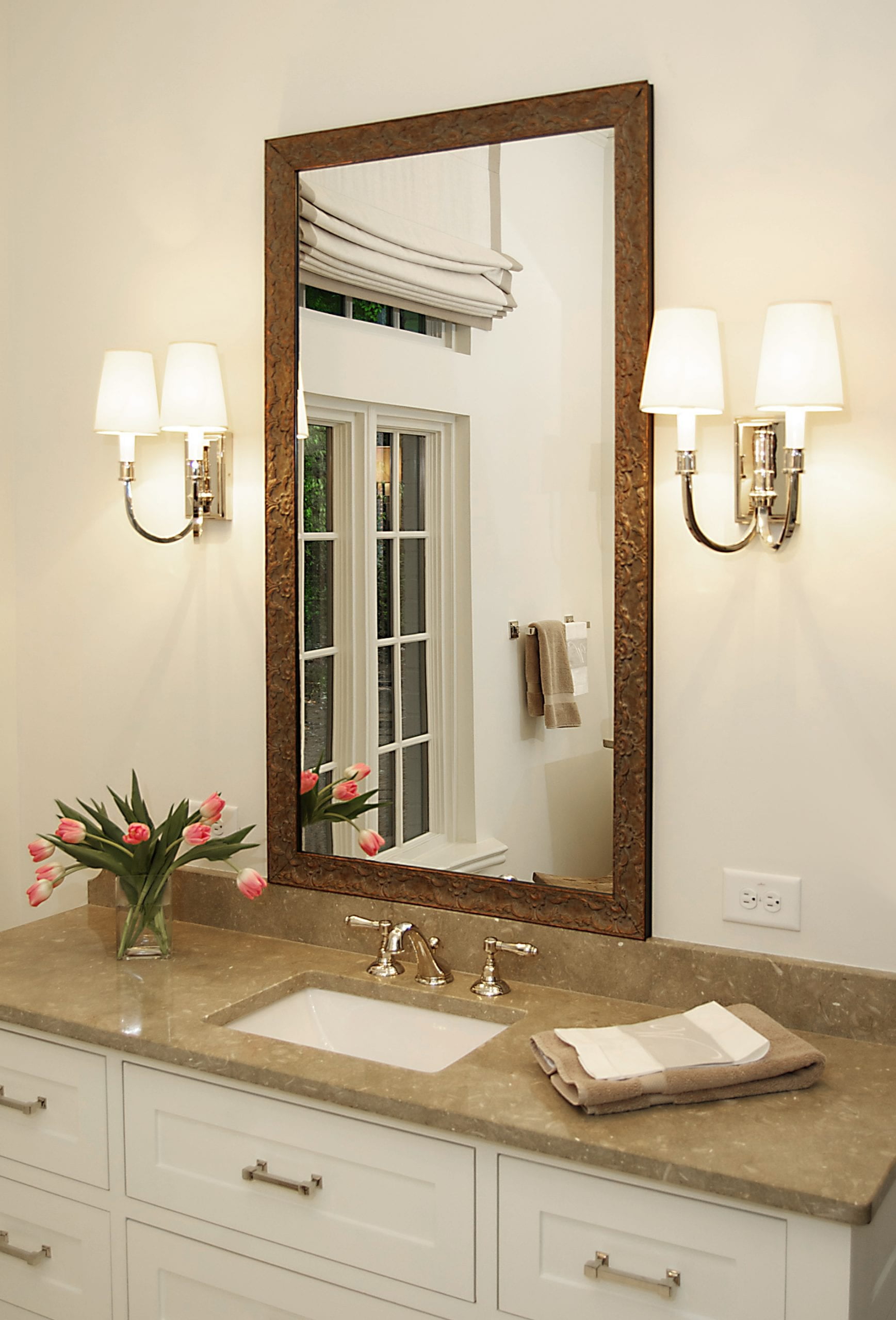 Maricopa Bronze, Brown Ornate Framed Wall Mirror, Rectangular Vanity