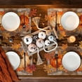 thumbnail image 6 of Smile Dot Pumpkins Leaves Fall Placemats Set of 4 for Table Runner, Wooden Plank Texture Kitchen Dining Table Decoration for Indoor Party 12x18 Inch, 6 of 6