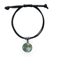 thumbnail image 1 of Printing Repeat Cloth Colorful Circular Art Bracelet Leather Rope Wristband Black Jewelry, 1 of 3