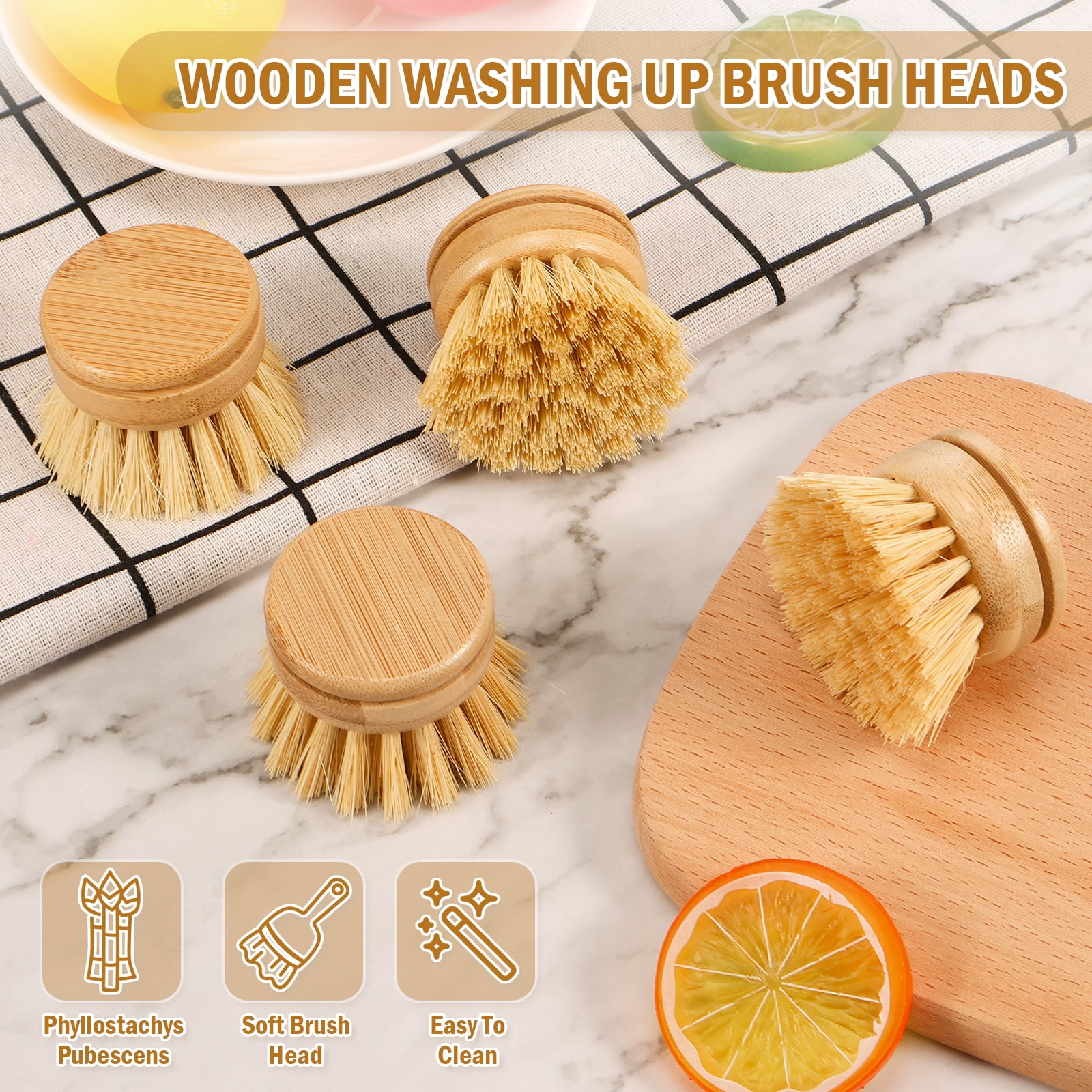 Eco-Friendly Wooden Dish Brush with Natural Sisal Bristles – Durable Coconut Wood Kitchen Cleaning Scrubber for Zero Waste, Non-Scratch Dishwashing