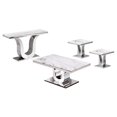 thumbnail image 1 of Genuine White Marble 4pc Coffee Table Set with Silver Stainless Steel Base, 1 of 5