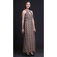 thumbnail image 2 of Bimba Geometric Ladies Crew Neck Waist String Print Maxi Dress with Side Slits Summer Wear-Small, 2 of 6
