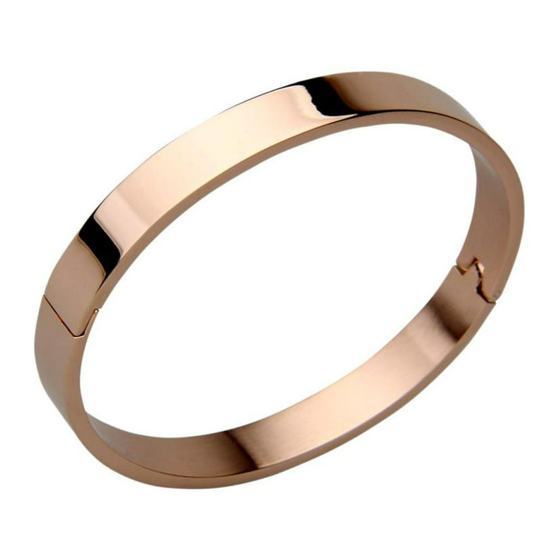 Fashion Shiny Cuff Bangle Stainless Steel Plain Bracelet for Men