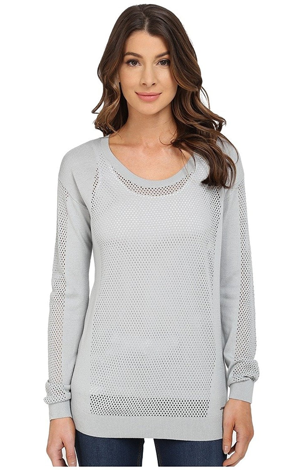 Calvin Klein - Calvin Klein Jeans Crew Neck Sheer Mesh Long Sleeve ...