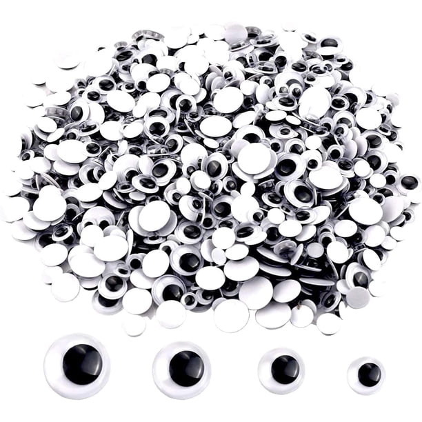 Upins 300 Unidades De Ojos Saltones Negros Con Autoadhesivo, 6 Mm, 8 Mm, 10 Mm, 12 Mm, Embalaje Mixto